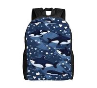 TRUKD Blue Killer Whale Backpack For College High School,15.6-Inch Laptop,Bags Daypack,Oxford Cloth Bag For Work, Business, Travel, Sports