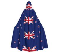 Trukd New Zealand Flag Hooded Cloak Halloween Christmas Cape Grim Reaper Vampire Witch 58" (Black)