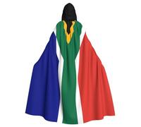 Trukd South African Flag Hooded Cloak Halloween Christmas Cape Grim Reaper Vampire Witch 58" (Black)