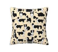 TRUKD Throw Pillow Covers,Border Collie Pattern Cushion Covers Square,16x16 For Outdoor Patio Garden Sofa Farmhouse