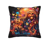 TRUKD Throw Pillow Covers,Colorful Music Notes Cushion Covers Square,20x20for Outdoor Patio Garden Sofa Farmhouse