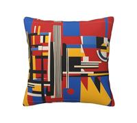 TRUKD Throw Pillow Covers,Composition In Red Yellow Blue And Black Cushion Covers Square,20x20for Outdoor Patio Garden Sofa Farmhouse