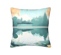 TRUKD Throw Pillow Covers,Fallen Leaves On A Tranquil Lake Cushion Covers Square,20x20for Outdoor Patio Garden Sofa Farmhouse