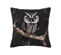 TRUKD Throw Pillow Covers,Late Night Owl Cushion Covers Square,20x20for Outdoor Patio Garden Sofa Farmhouse