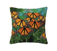 TRUKD Throw Pillow Covers,Monarch Butterflies Cushion Covers Square,20x20for Outdoor Patio Garden Sofa Farmhouse