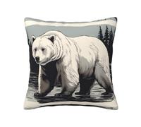 TRUKD Throw Pillow Covers,White Bear Brown Bear Cushion Covers Square,20x20for Outdoor Patio Garden Sofa Farmhouse