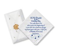 TRULIVA Something Blue for Bride on Wedding, Mother to Daughter Wedding Gifts, Wedding Handkerchief Happy Tears, 12" x 12"