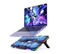 Trullypine Laptop Cooling Pad, Gaming Laptop Cooler with 10 Quiet Fans, Height Adjustable Laptop Cooling Stand for 12"-17" Laptops, RGB Lights with Laptop Fan with 2 USB Port and Phone Stand