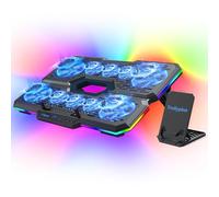 Trullypine Laptop Cooling Pad, Gaming Laptop Cooler with 10 Quiet Fans, Height Adjustable Laptop Cooling Stand for 12"-17" Laptops, RGB Lights with Laptop Fan with 2 USB Port and Phone Stand