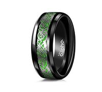 Truly Alpha Tungsten Rings for Men - Celtic Dragon Mens Wedding Band | 6mm, 8mm Tungsten Mens Rings | Beveled Edge with Carbon Fiber Inlay Men's Rings | Black Wedding Rings For Men, 13, Metal, No