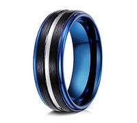 Truly Alpha Tungsten Wedding Bands For Him - 8mm, Brushed Centre Groove Line Mens Wedding Ring | Beveled Edges Mens Tungsten Wedding Bands | Comfort Fit Mens Rings | Tungsten Rings for Men, 7 UK