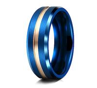 Truly Alpha Tungsten Wedding Bands For Him - 8mm, Brushed Centre Groove Line Mens Wedding Ring | Beveled Edges Mens Tungsten Wedding Bands | Comfort Fit Mens Rings | Tungsten Rings for Men, 5 UK