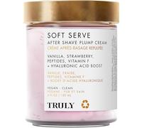 Truly Beauty Soft Serve After Shave Plump Cream | Hydrating & Plumping Cream For Post-Shave Smoothness | With Hyaluronic Acid & Peptides For Firm, Youthful Skin | Strawberry, Vanilla & Amber Scent