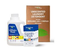 Truly Free Laundry Wash Detergent for Sensitive Skin, Gentle & Safe for Baby Clothes | Plant-Based, Natural Ingredients | Unscented | Include 1 Refillable Bottle (150 Loads)