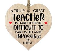 Truly Great Teacher, Hanging Wooden Heart Sign Plaque Thank you Gifts