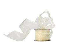 Truly Madly Deeply Ivory 60mm Wide x 20 Metre Long Reel of Wired Organza Ribbon. Great for Birthday Decoration, Gift wrap, Christmas Ribbon, Wreath Making Supplies, DIY Crafting