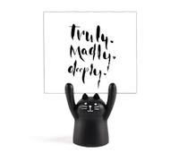 Truly Madly Deeply Quote Style Memo Holder Cartoon Black Cat Stand Decoration