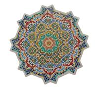Truly Moroccan Ceramic Coasters, Round 10cm Geometric Mosaic Design with Cork Base, Turquoise White Purple Gold, Handcrafted in Morocco style3
