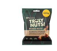 Truly Nuts! Always Stoked Smoked Assorted Nuts Mix - 420g - Gluten-Free and Vegan Snacks - Sustainably Sourced Mixed Nuts with Brazils, Almonds and Cashews