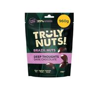 Truly Nuts! Premium Belgian Dark Chocolate Brazil Nuts, 120g, Pack of 8 - High in Selenium, Gluten-Free Snack, Vegetarian Friendly - 60% Dark Chocolate Covered Whole Brazil Nuts