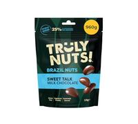 Truly Nuts! Premium Belgian Milk Chocolate Brazil Nuts, 120g, Pack of 8 - High in Selenium, Gluten-Free Snack, Vegetarian Friendly - 30% Milk Chocolate Covered Brazil Nuts, Whole Brazil Nuts