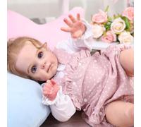 truly soft Realistic Baby Girl Doll, White Dress with Pink Polka Dots, 50 cm 20 inches Reborn Baby Dolls Realistic Handmade Boys & Girls Toy Gifts Reborn Babies Suitable for 3 years +