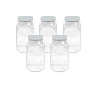 Truly Sweet Candy 995ml Square Style Food Grade Plastic Sweet Jars with white lid - 5,10,15,20,25 Wedding, Party (5 Jars)