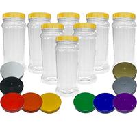 Truly Sweet Candy Very Large 2.5L Plastic Jars with choice of lid. Craft, Garage, Kitchen Storage (Black Lids, 8 Jars)
