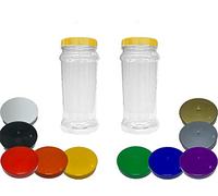 Truly Sweet Candy Very Large 2.5L Plastic Jars with choice of lid. Craft, Garage, Kitchen Storage (Silver Lids, 2 Jars)