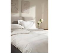Truly White & Mushroom Embroidered Edge Duvet Cover | Size: Super King Truly White Super King