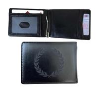 TrulyGiftedStoreUK Personalised Men's Slim Leather Wallet with Money Clip, 5 Card Slots, Photo ID Window, Custom Initials and Date Engraving, Black