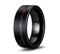 TRUMIUM 8mm Mens Wedding Band Tungsten Rings for Men Women Copper Sand Groove Center Black Mens Rings Beveled Edges Comfort Fit Size 7-13, Tungsten, Opal