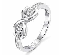 Trumium 925 Sterling Silver Rings for Women CZ Infinity Symbol Endless Forever Eternity Wedding Band Ring for Women Girls