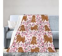 Trumiyo Cavapoo Dog Flower Blanket Gifts For Kids Adults - Lightweight Throw Blanket For Bedroom Living Room Decor Soft Fuzzy Fleece Cozy Plush Bed Couch 40"X30"