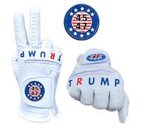 Trump 45-47 Mens Cabretta Leather Golf Glove Trump 10-12 Shocker Golf Glove Golf Wear & Essentials for Men Funny Golfer Gag Gift Right or Left