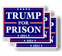 Trump for Prison 2024 Political Biden - Bumper Magnet, Share w/Family & Friends - for Car, Refrigerator, Locker, Whiteboard, Office, Magnetic Sign for Vehicle, Fridge, Decor, Gift - 4"x3" 3 Pack Eco