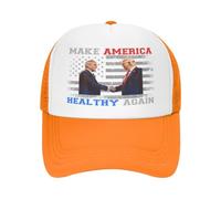 Trump Kennedy Make America Healthy Again Trump 2024 Mesh Hat Trump President 47 USA Flag Trucker Hat Baseball Cap Orange