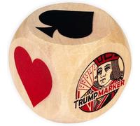 Trump Marker Dice, 2 Inch Wooden Euchre Cube with Velvet Storage Bag, Trump Suit Indicator for Euchre, Pinochle, Bridge, Poker
