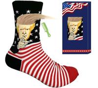 Trump Socks with Hair - Unisex Funny Gift Socks Novelty President 2020 Socks with Comb - Black - One Size