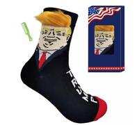 Trump Socks with Hair - Unisex Funny Gift Socks Novelty President 2020 Socks with Comb - Black - One Size