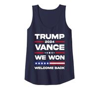 Trump Vance We Won 47th US President 2024 Welcome Back Women Tank Top, Women, Navy Blue, Small