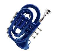 Trumpet B Key Three Tone Mini Trumpet Brass Instrument Beginner Professional Playing Blue Purple(Blue)