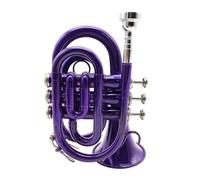 Trumpet B Key Three Tone Mini Trumpet Brass Instrument Beginner Professional Playing Blue Purple(Purple)