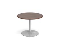 Dams Trumpet Base Circular Boardroom Table 1000mm - Silver Base, Walnut Top