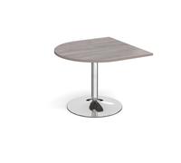 Trumpet base radial extension table 1000mm x 1000mm - chrome base, grey oak top