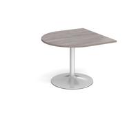 Trumpet base radial extension table 1000mm x 1000mm - silver base, grey oak top