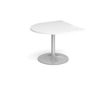 Trumpet base radial extension table 1000mm x 1000mm - silver base, white top