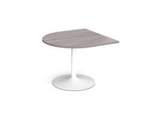 Trumpet base radial extension table 1000mm x 1000mm - white base, grey oak top