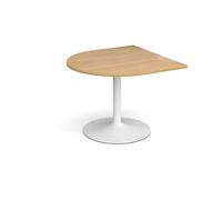 Dams Trumpet Base Radial Extension Table 1000mm X 1000mm - White Base, Oak Top