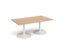 Trumpet base rectangular boardroom table 1800mm x 1000mm - white base, beech top